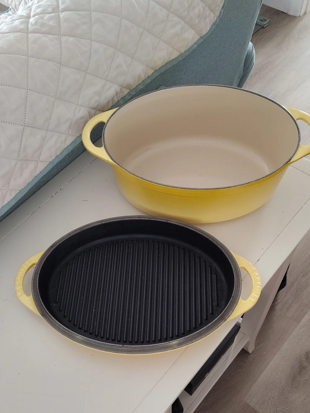 Le Creuset Dutch Oven With Grill Lid 2 In 1 Rare Soleil Color